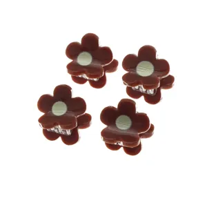 Set of 4 cute brown flower hair claws, mini resin hair clips for sweet daily hairstyles.