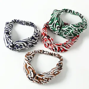 Women Fashion Animal Print Elastic Headband Cross Knot Hair Band Makeup Yoga Hair Accessories
