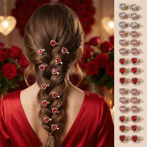 Valentine Love Duckbill Hair Clip Sweet Pink Red Rhinestone Hair Barrettes For Women Side Hair Styling Hair Accessories