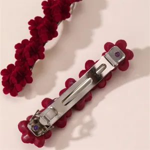 Rode fluwelen bloem haarspelden veer klemmen vintage haaraccessoires voor vrouwen meisjes