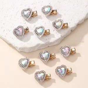 Glitter rhinestone heart hair clips sweet metal duckbill clips for women fashion hair styling