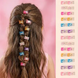 Colorful candy hair clips for women and girls, cute resin barrettes with glitter details.