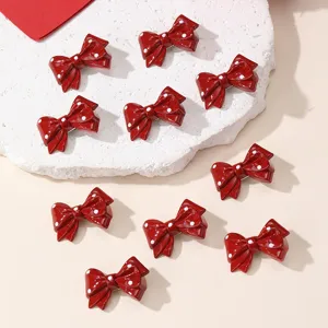 Red polka dot bow hair clips set, cute sweet duckbill hairpins for women and girls daily wear.