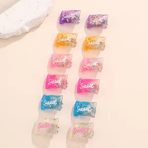 Cute glitter candy hair clips for women and girls, sweet resin duckbill clips, 12 pcs set.