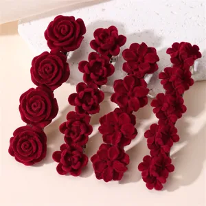 Rode fluwelen bloem haarspelden lente barrettes elegante haaraccessoires voor vrouwen