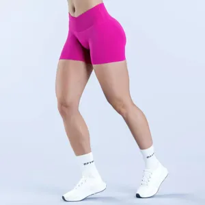 High-Waist Cross Fitness Workout Shorts Damen schnelltrocknend elastisch Gym Yoga Booty Shorts.