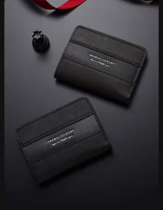 Men's leather card holder wallet with multiple slots, stylish business credit card case.