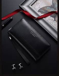 Men long wallet cross-border zipper multi card casual clutch large capacity purse detail shot
