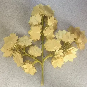 Artificial golden maple leaf branch fake foliage plastic plant decoration for home garden