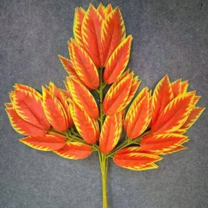 Artificial mango leaf branch fake plant foliage for garden landscape interior decor detail view