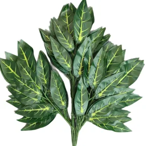 Artificial mango leaves branch fake tree leaves green decoration for garden landscaping 1pc