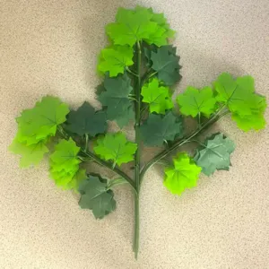 Artificial green maple leaf branch plastic fake plant foliage for home outdoor decor landscaping