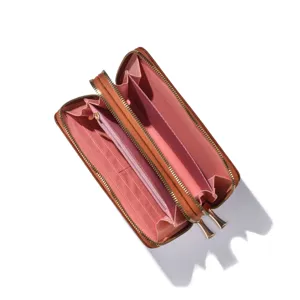 Damen lange doppelte Reißverschluss Geldbörse große Kapazität weiches Leder Clutch Tasche