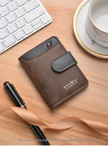 Men's short retro contrast buckle wallet business casual multi-card holder coin purse