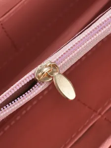 Women fashion long wallet golden metal zipper detail stylish daily accessory elegant design