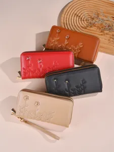 Damen lange doppelte Reißverschluss Brieftasche PU Leder große Kapazität Handtasche