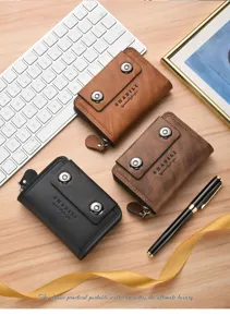 Men multi-slot accordion card wallet portable zipper coin purse business card holder