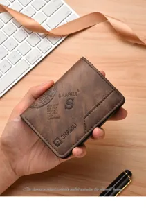 Herren Retro Kurze Leder Geldbörse Kartenhalter mit geprägten Muster Design Details.