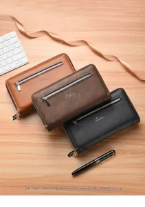Herren Vintage lange Doppel Reißverschluss Brieftasche Clutch Tasche für Business use.