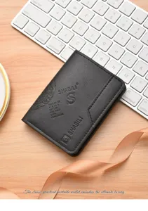 Schwarze Herren-Kurzgeldbörse aus Leder, Vintage-Kartenetui mit kompaktem Design und Fächern.