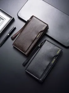 2026 New Men Long Wallet Large Capacity Multi-Card Business Leather Clutch Bag