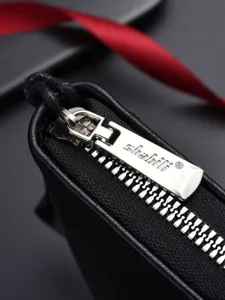 Portefeuille homme noir en cuir avec fermeture éclair grand compartiment porte-carte stylé