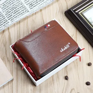 Men's Vintage Short PU Leather Wallet Retro Zipper Card Holder Coin Purse Multi-Card Slot Business Casual Wallet