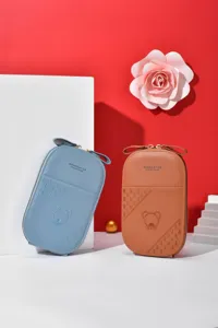 Detailed view of cute bear crossbody phone bag with zipper, stylish PU leather wallet.