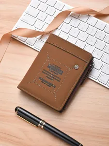 Men's Short Wallet PU Leather Bifold Card Holder Coin Pocket Casual Minimalist Fashion Wallet With Stitching