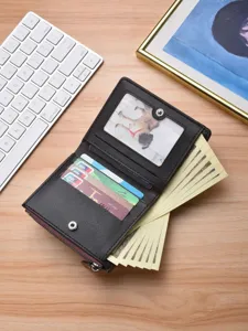 Men short wallet vertical multi card slot zipper coin purse minimalist vintage style