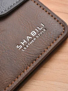 Men's vintage short wallet retro contrast stitching coin purse compact card holder leather style
