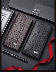 Portefeuille homme long grande capacité casual business cuir pu pochette design élégant