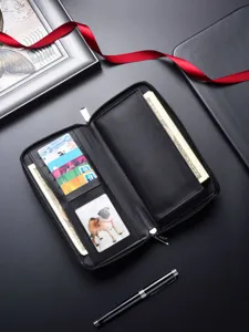 Cartera larga de hombre con cremallera doble, gran capacidad y múltiples ranuras.