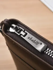 Portefeuille long en cuir homme fermeture éclair porte-monnaie pochette grande capacité vue