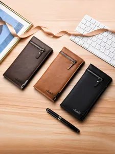 New men's long wallet slim business wallet multi-card slot zipper purse with large capacity