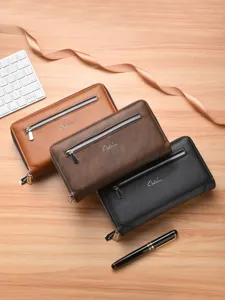 Herren Retro Lang Geldbörse Doppel Reißverschluss Große Kapazität Business Casual Tasche