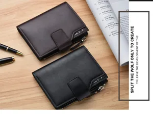 Men short PU leather wallet card holder coin pocket bifold vintage business casual purse