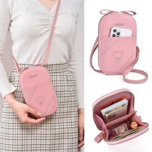 Women PU Leather Cute Crossbody Phone Bag Fashion Girls Shoulder Wallet Long Purse Daily Casual Handbag