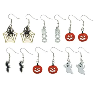 Set de pendientes de Halloween de aleacion con bonitos disenios de fiesta espeluznantes.