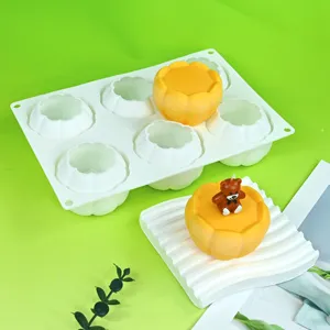 Silicone mold for round mousse cake, flower dessert pudding baking mold detail view