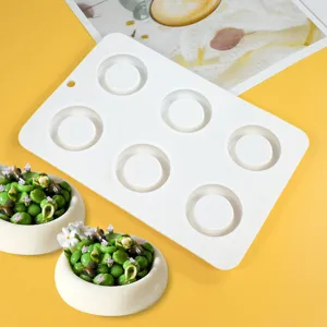 Detail view of white silicone mold for baking mousse cakes and miniature desserts with props.