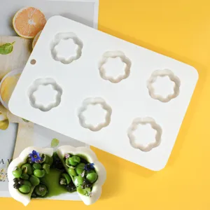 Silicone 6-cavity flower mousse cake mold for DIY baking French dessert pudding pastry tools.