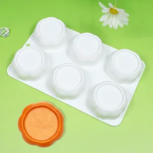 Silicone baking mold set for flower-shaped mousse cakes, puddings, and French desserts.
