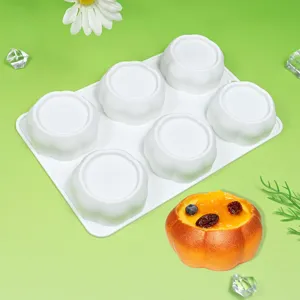 6-cavity silicone mousse cake mold, round flowerpot dessert pudding baking mold tool.