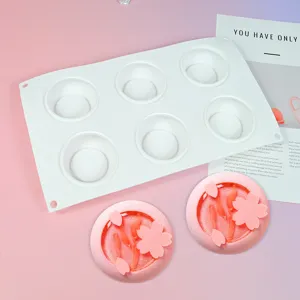 Silicone 6-cavity mold for baking mousse cake, flowerpot shape dessert DIY pastry tool.