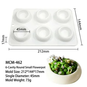 6-cavity white silicone mold for mini flower pots, mousse cakes, and DIY baking crafts.