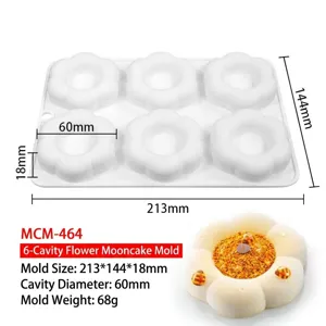 Silicone mold 6 cavity flower shape mousse cake baking tool dimensions 213x144x18mm white