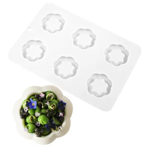 Silicone mousse cake mold 6-cavity flower baking tool for French dessert pudding DIY.