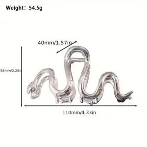 Silberne Metall Schlangen Haarklammer große rutschfeste Haifischklammer elegante Haaraccessoires für Damen.