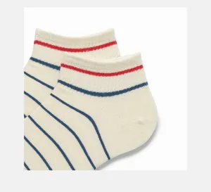 Cotton striped low cut short socks for men and women, breathable summer casual boat socks.